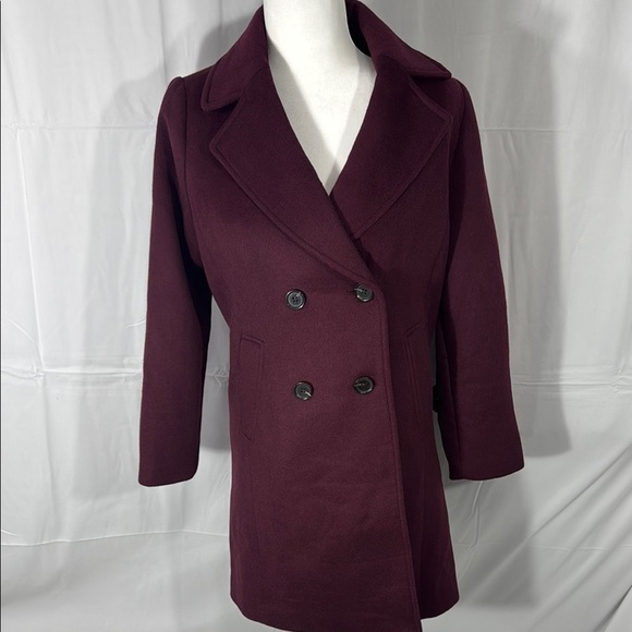 Talbots Women's Double-Breasted Burgundy Coat Size P - Picture 1 of 12